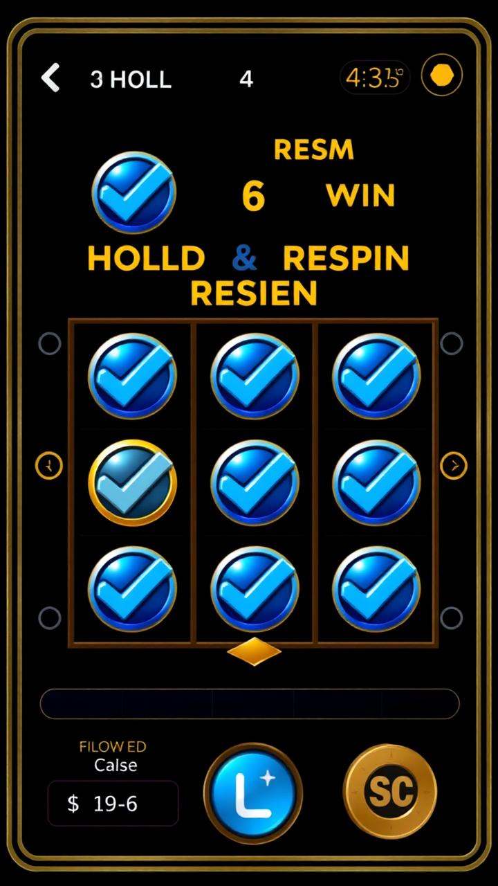 Mobile portrait view of the Series Rounds hold-and-respin feature with locked VC Check symbols